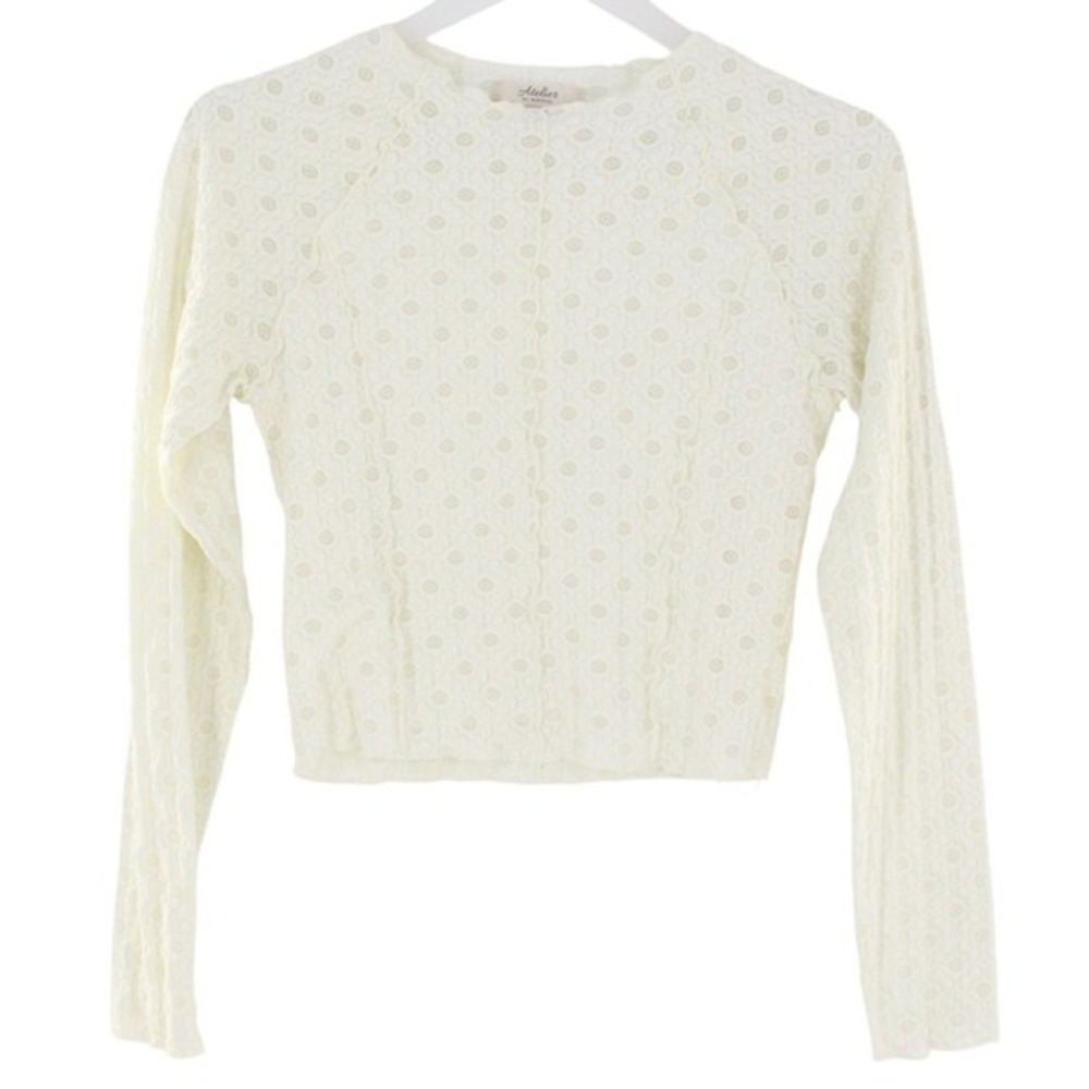 Atelier by Kirious Lace‎ Eyelet Long Sleeve Top Medium Cream